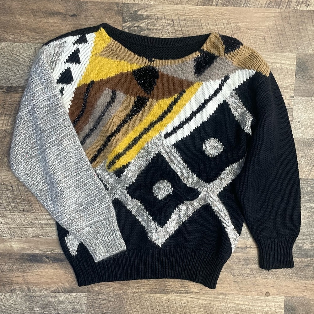 80’s Geometric Patterned Sweater - image 1